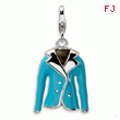 Sterling Silver 3-D Enameled Blue Jacket With Lobster Clasp Charm