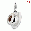 Sterling Silver 3-D Enameled Cappuccino With Lobster Clasp Charm