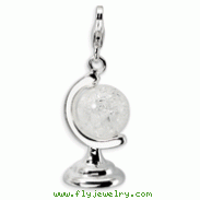 Sterling Silver 3-D Enameled Cracked Crystal Globe With Lobster Clasp Charm