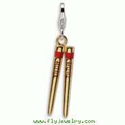 Sterling Silver 3-D Enameled Gold-plated Chopstick With Lobster Clasp Charm