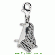 Sterling Silver 3-D Enameled Grand Piano With Lobster Clasp Charm