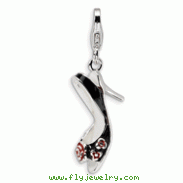Sterling Silver 3-D Enameled High Heel With Lobster Clasp Charm