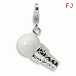 Sterling Silver 3-D Enameled Ice Cream Cone With Lobster Clasp Charm