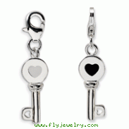 Sterling Silver 3-D Enameled Key With Lobster Clasp Charm