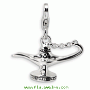 Sterling Silver 3-D Enameled Magic Lamp With Lobster Clasp Charm