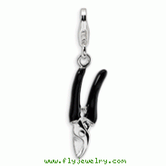 Sterling Silver 3-D Enameled Pruning Shears With Lobster Clasp Charm