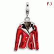 Sterling Silver 3-D Enameled Red Jacket With Lobster Clasp Charm