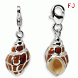 Sterling Silver 3-D Enameled Shell With Lobster Clasp Charm