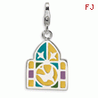 Sterling Silver 3-D Enameled Stain Glass Window With Lobster Clasp Charm