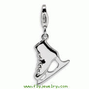 Sterling Silver 3-D Ice Skate With With Lobster Clasp Charm
