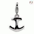 Sterling Silver 3-D Polished Anchor With Lobster Clasp Charm