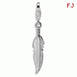 Sterling Silver 3-D Polished Feather With Lobster Clasp Charm