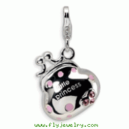 Sterling Silver 3-D Swarovski Crystal & Enameled "Little Princess" Hand