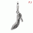 Sterling Silver 3-D Swarovski Crystal & Enameled High Heel With Lobster Clasp Charm