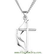 Sterling Silver 30.00X17.50 MM Polished METHODIST CROSS PENDANT