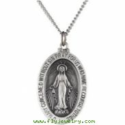 Sterling Silver 30.00X20.00 MM Miraculous Medal