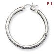 Sterling Silver 3.00mm Diamond-Cut Hoop Earrings