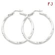 Sterling Silver 3.00mm Polished & Satin Diamond Cut Twisted Hoop Earrings