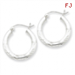 Sterling Silver 3.00mm Satin Diamond-cut Hoop Earrings