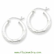 Sterling Silver 3.00mm Satin Diamond-cut Hoop Earrings