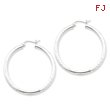 Sterling Silver 3.00mm Satin Diamond Cut Hoop Earrings