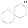 Sterling Silver 3.00mm Satin Diamond-cut Hoop Earrings