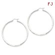 Sterling Silver 3.00mm Satin Diamond-cut Hoop Earrings