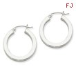 Sterling Silver 3.25x25 mm Round Hoop Earrings