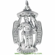 Sterling Silver 33.00X20.50 MM MEDAL ONLY Polished ST. FLORIAN MEDAL W/OUT CHAIN