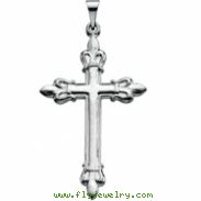 Sterling Silver 35.00X23.00 MM Polished CROSS PENDANT W/FLEUR DE LIS D