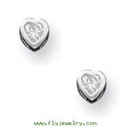 Sterling Silver 3mm CZ Heart Bezel Stud Earrings
