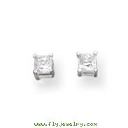 Sterling Silver 3mm CZ Princess Stud Earrings