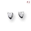 Sterling Silver 3mm Heart CZ Stud Earrings