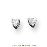 Sterling Silver 3mm Heart CZ Stud Earrings