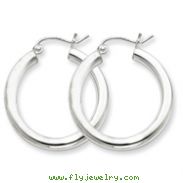 Sterling Silver 3x25mm Round Hoop Earrings