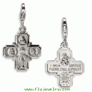 Sterling Silver 4-way Medal With Lobster Clasp Charm
