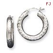 Sterling Silver 4.00mm Diamond-Cut Hoop Earrings