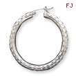 Sterling Silver 4.00mm Diamond-Cut Hoop Earrings