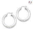 Sterling Silver 4.00mm Diamond Cut Hoop Earrings