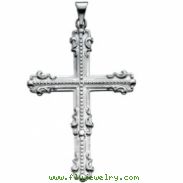 Sterling Silver 44.00X31.50 MM Polished LARGE FANCY CROSS PENDANT