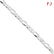 Sterling Silver 4.75mm Pave Flat Figaro Chain bracelet