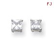 Sterling Silver 4mm CZ Princess Stud Earrings