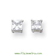 Sterling Silver 4mm CZ Princess Stud Earrings