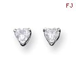 Sterling Silver 4mm Heart CZ Stud Earrings