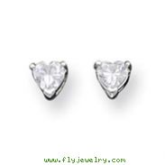 Sterling Silver 4mm Heart CZ Stud Earrings