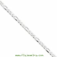 Sterling Silver 4mm Pave Flat Figaro Chain