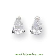 Sterling Silver 4x7mm Pear CZ Stud Earrings