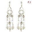 Sterling Silver 5-5.5mm Freshwater Cultured Pearl, Smokey Quartz & Crystal Chandelier Earrings