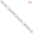 Sterling Silver 5.5mm Pave Flat Figaro Chain