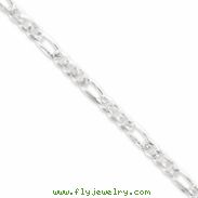 Sterling Silver 5.5mm Pave Flat Figaro Chain